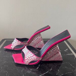 Giuseppe Zanotti Rare Pink and Silver Wedge mules 39